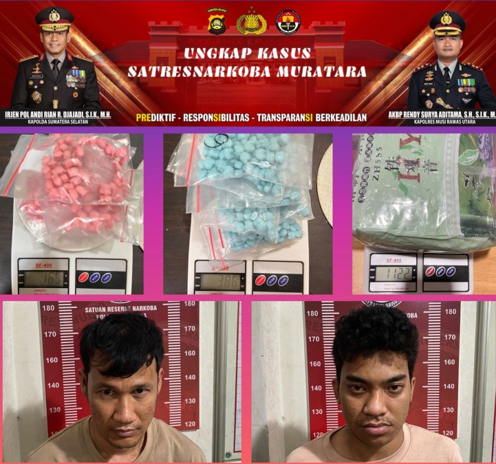 Satres Narkoba Bekuk Dua Kurir Narkoba Asal Riau Di Rawas Ulu, Sita Sabu Dan Pil Ekstasi