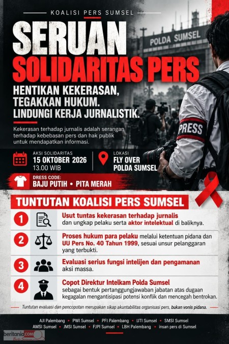 Koalisi Pers Sumsel Gelar Aksi Solidaritas, Desak Ungkap Aktor Intelektual Dan Copot Dirintelkam