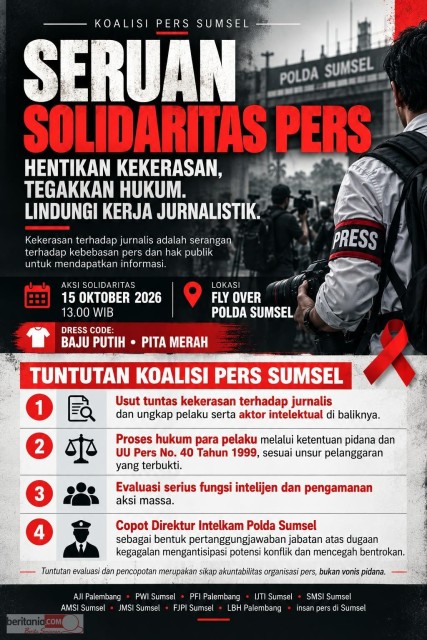 Koalisi Pers Sumsel Gelar Aksi Solidaritas, Desak Ungkap Aktor Intelektual Dan Copot Dirintelkam