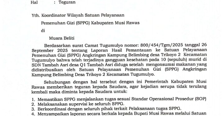 Bupati Mura Tegur SPPG AKB, Kadisdik: Sekolah Harus Lebih Ketat Awasi Distribusi MBG