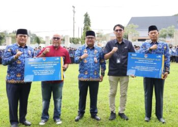 Sekda Linggau Pimpin Apel Bulanan Dan Upacara HUT KORPRI Ke-54, Dua ASN Mendapatkan Pangkat Anumerta